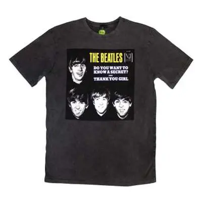 The Beatles Unisex Stone Wash T-shirt: Vj Secret Sleeve (large) L