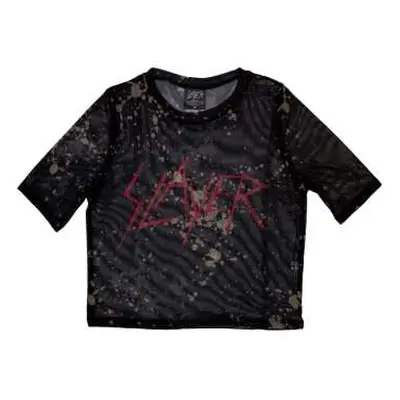 Slayer Ladies Crop Top: Scratchy Logo (mesh) (medium) M