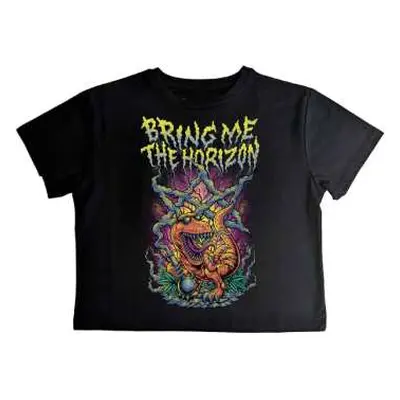 Bring Me The Horizon Ladies Crop Top: Smoking Dinosaur (large) L