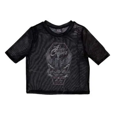 Alice Cooper Ladies Crop Top: Under My Wheels (mesh) (large) L