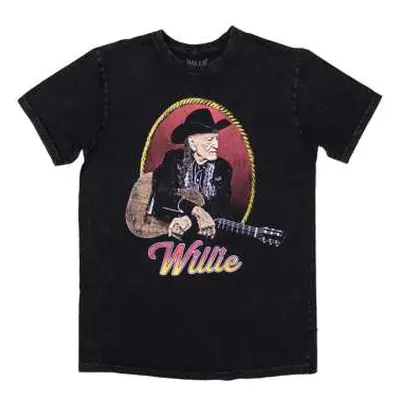 Willie Nelson Unisex Stone Wash T-shirt: Lasso Portrait (x-large) XL