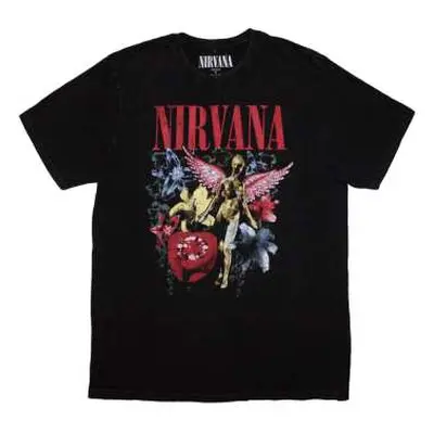 Nirvana Unisex Stone Wash T-shirt: In Utero Vintage Collage (small) S