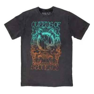 Queens Of The Stone Age Unisex Stone Wash T-shirt: Montage (large) L