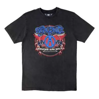 Aerosmith Unisex Stone Wash T-shirt: Rainbow Spade (small) S