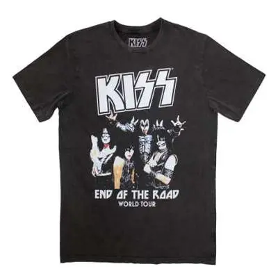 Kiss Unisex Stone Wash T-shirt: End Of The Road World Tour (small) S