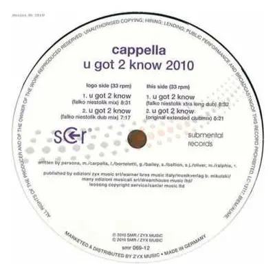 LP Cappella: U Got 2 Know 2010