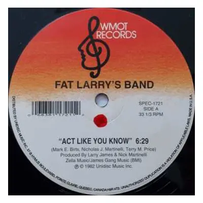 LP Fat Larry's Band: Act Like You Know / Zoom