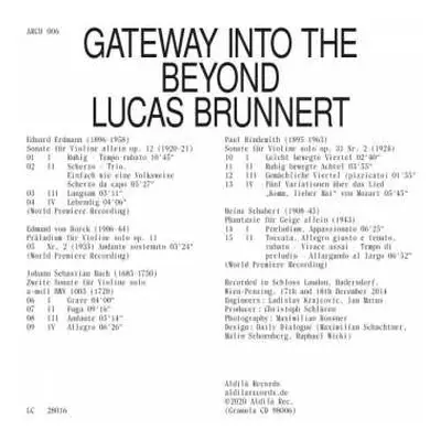 CD Eduard Erdmann: Lucas Brunnert - Gateway Into The Beyond