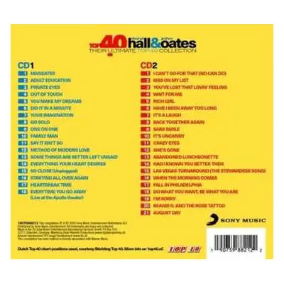 2CD Daryl Hall & John Oates: Top 40 Daryl Hall & John Oates (Their Ultimate Top 40 Collection)