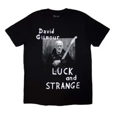 David Gilmour Unisex T-shirt: Luck & Strange Portrait (black) (back Print & Ex-tour) (medium) M