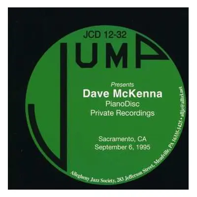 CD Dave McKenna: Jump Presents Dave McKenna PianoDisc Private Recordings