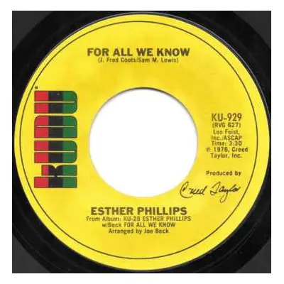 CD Esther Phillips: For All We Know