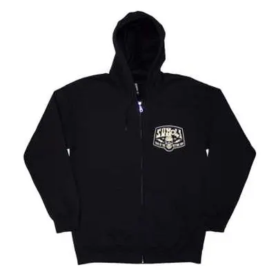 Sum 41 Unisex Zipped Hoodie: Tour '24 Pocket Logo & Skull Back (black) (back Print & Ex-tour) (s