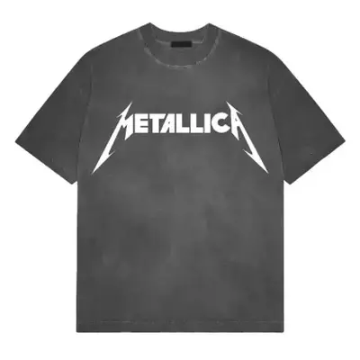 Metallica Unisex Stone Wash T-shirt: Logo (charcoal Grey) (x-large) XL