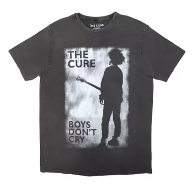 The Cure Unisex Stone Wash T-shirt: Boys Don't Cry Black & White (charcoal Grey) (xx-large) XXL