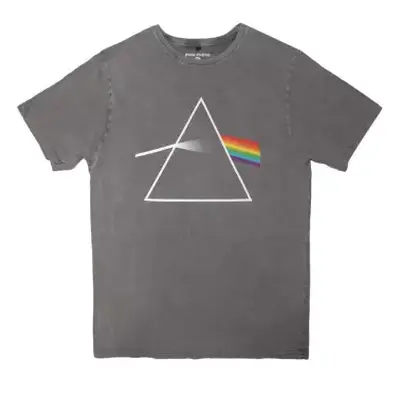 Pink Floyd Unisex Stone Wash T-shirt: Dark Side Of The Moon Album (grey) (large) L