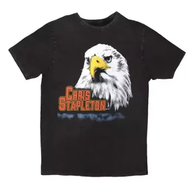 Chris Stapleton Unisex Stone Wash T-shirt: Eagle (charcoal Grey) (large) L