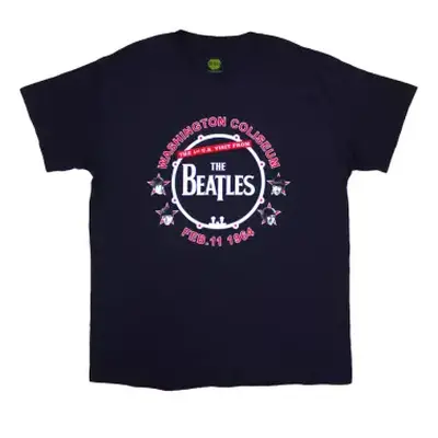 The Beatles Unisex T-shirt: Washington '64 Drum (navy Blue) (small) S