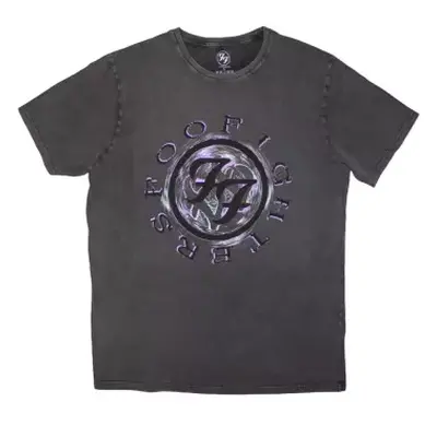 Foo Fighters Unisex Stone Wash T-shirt: Wheel Logo Shadow (charcoal Grey) (xx-large) XXL