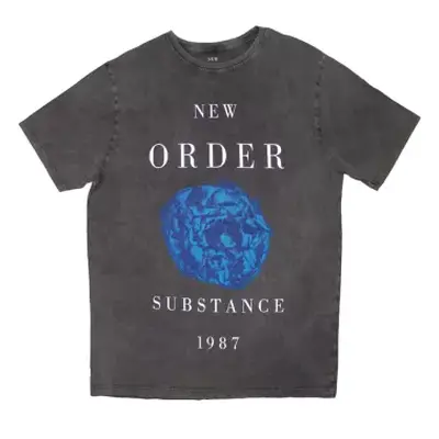 New Order Unisex Stone Wash T-shirt: Substance 1987 (charcoal Grey) (x-large) XL