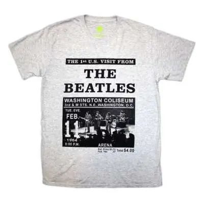 The Beatles Unisex T-shirt: Washington '64 Promo (grey) (small) S