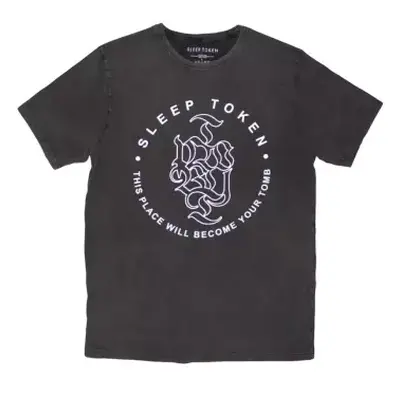 Sleep Token Unisex Stone Wash T-shirt: Tomb Text Ring (charcoal Grey) (small) S