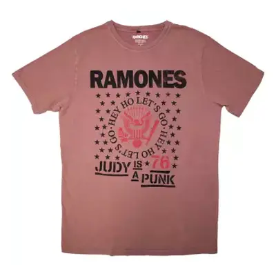 Ramones Unisex Stone Wash T-shirt: Hey Ho Judy (kashmir Red) (medium) M