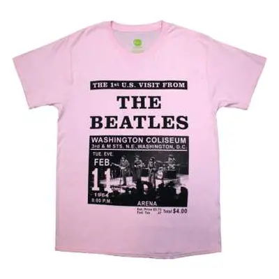 The Beatles Unisex T-shirt: Washington '64 Promo (pink) (small) S