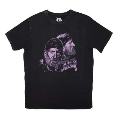 Willie Nelson Unisex Stone Wash T-shirt: Purple Graphic (black) (medium) M