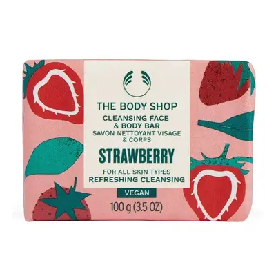 The Body Shop Tuhé mýdlo na obličej a tělo Strawberry (Cleansing Face & Body Bar) 100 g