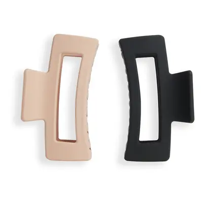 Revolution Skřipce do vlasů Nude/Black (Rectangle Matte Clip) 2 ks