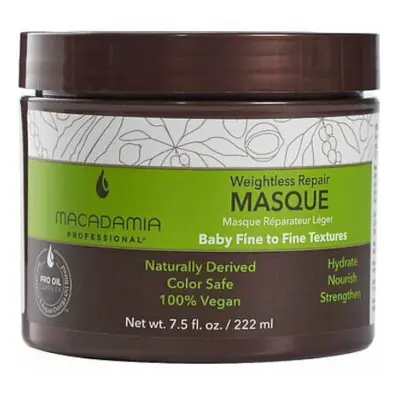 Macadamia Obnovující maska pro všechny typy vlasů Weightless Repair (Masque) 222 ml