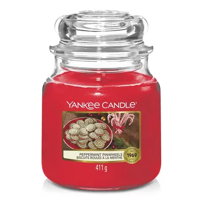 Yankee Candle Aromatická svíčka Classic střední Peppermint Pinwheels 411 g