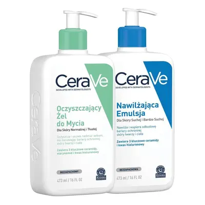 CeraVe Sada čisticí mycí gel a hydratační emulze 2 x 473 ml