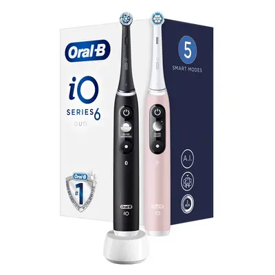 Oral B Elektrický zubní kartáček iO6 Series Duo Pack Black/Pink Sand Extra Handle 2 ks