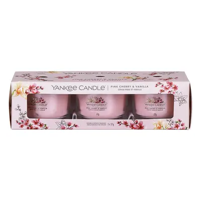 Yankee Candle Sada votivních svíček ve skle Pink Cherry & Vanilla 3 x 37 g