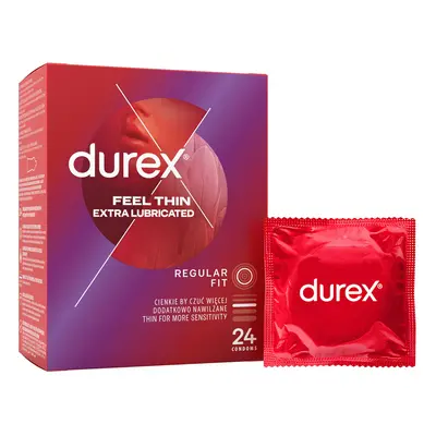 Durex Kondomy Feel Thin Extra Lubricated Regular Fit 24 ks