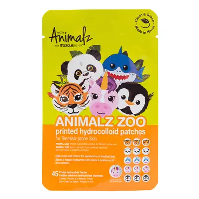 masqueBAR Náplasti na akné Animals Zoo (Printed Hydrocolloid Patches) 45 ks