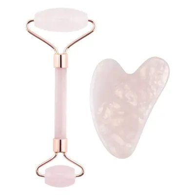 Palsar 7 Masážní váleček a destička Guasha růženín (Rose Quartz Jade Roller & Gua Sha Set)