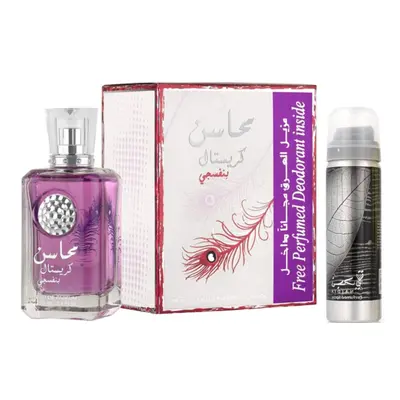 Lattafa Mahasin Crystal Violet - EDP 100 ml + deodorant ve spreji Najdia 50 ml