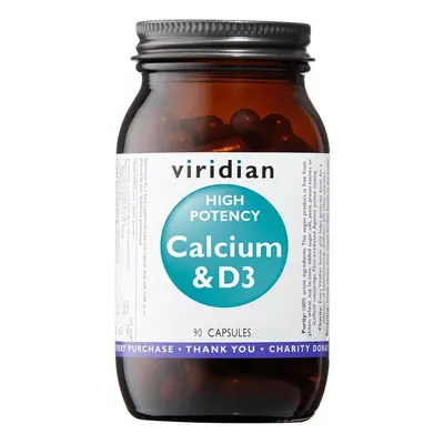 Viridian High Potency Calcium & D3 (Vápník s vitamínem D3) 90 kapslí