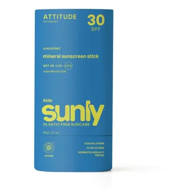 Dětská 100 % minerální ochranná tyčinka na celé tělo (SPF 30) bez parfemace Attitude 60 g