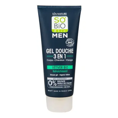 SO’Bio étic Gel sprchový MEN 3v1 osvěžující vetiver Bio 200 ml