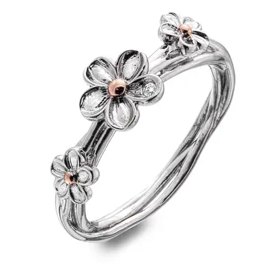 Hot Diamonds Stříbrný květinový prsten Forget me not DR214 58 mm