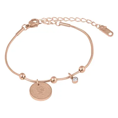 Troli Elegantní ocelový náramek Coin Rose Gold