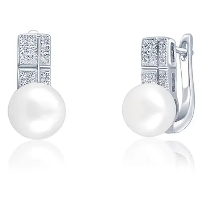 JwL Luxury Pearls Nádherné náušnice s pravou perlou a zirkony JL0644