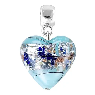 Lampglas Půvabný přívěsek Ice Heart s ryzím stříbrem v perle Lampglas S29