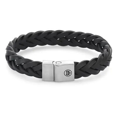 Rebel&Rose Černý kožený náramek Braided Black Matt RR-M0025-S 19 cm - L