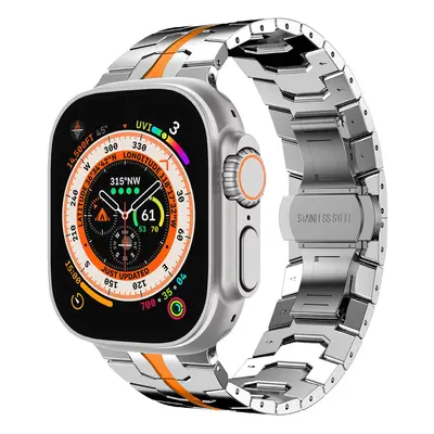 4wrist Ocelový tah Iron Man pro Apple Watch 42/44/45/49 mm - Silver/Orange