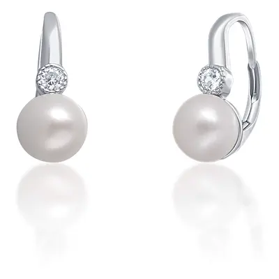 JwL Luxury Pearls Půvabné stříbrné náušnice s pravou bílou perlou JL0673